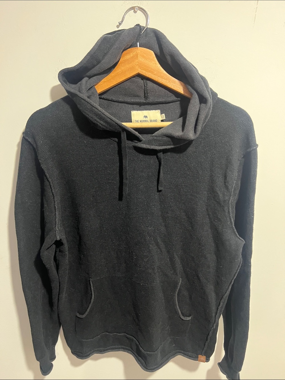 The Normal Brand Black Knit Hooded Sweatshirt Size Small